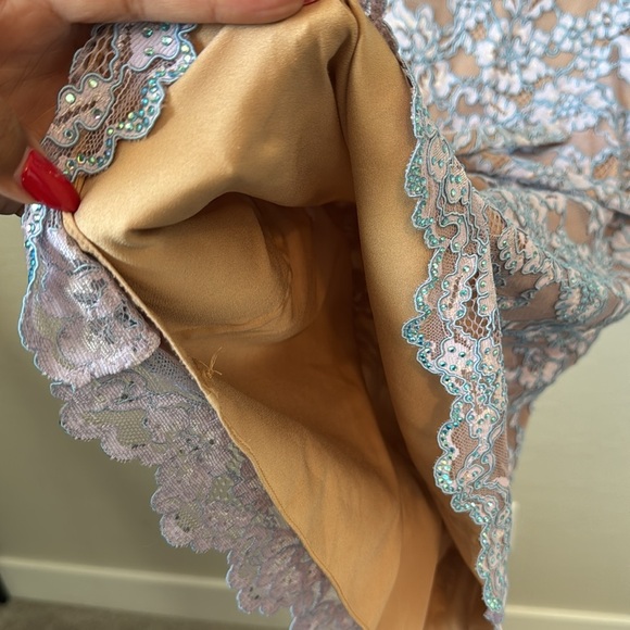 Diane Von Furstenberg Amal Lilac Lace Crystal Detail Drop Waist Dress Size P - Picture 8 of 14